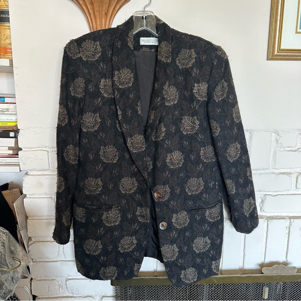 vintage 80s floral wool blazer